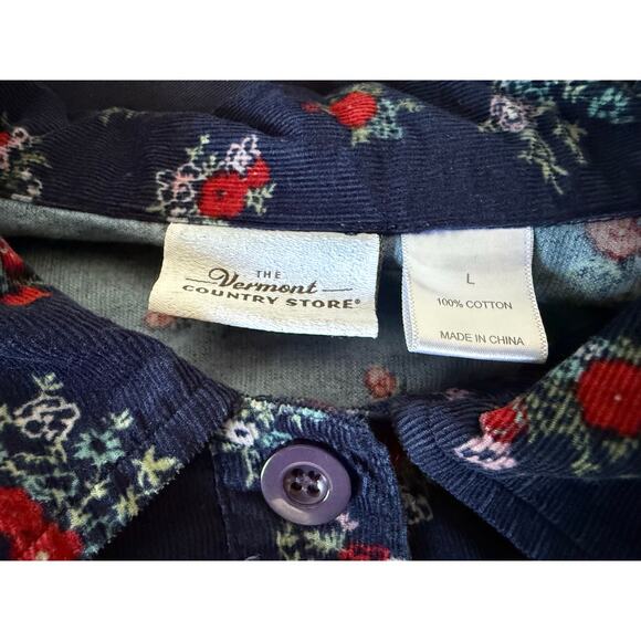Vermont Country Store Corduroy Floral Print Midi Dress Size Large - Picture 4 of 5